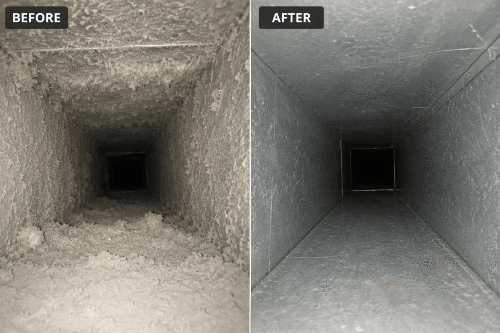 Before and After of Air Duct vent Cleaning